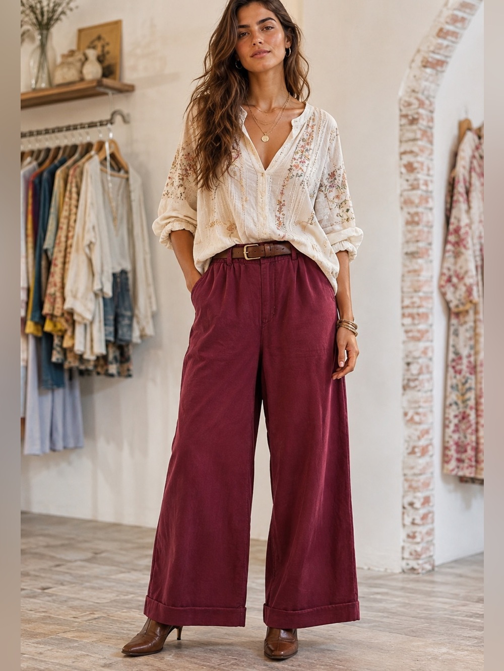K25. From Italy 🇮🇹 Wide-Leg High-Rise Cuffed Corduroy Pants